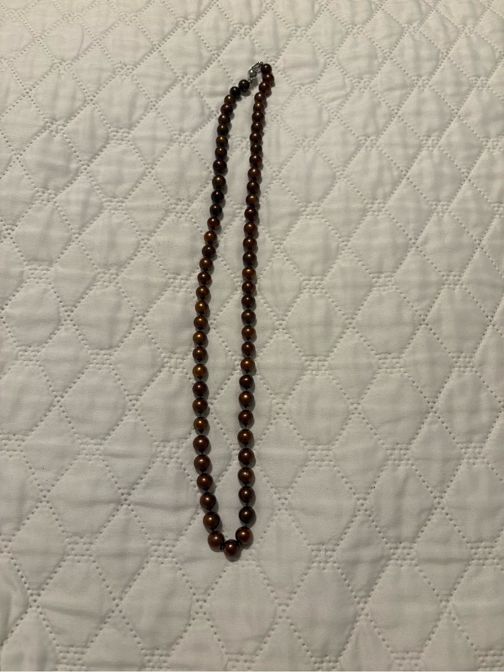 Chocolate Pearl Necklace with Sterling Silver Clasp